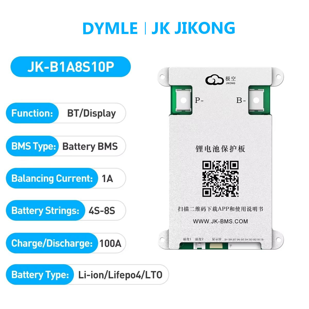 JK JIKONG B1A8S10P BMS Activo  - Smart Bms reseña y precio